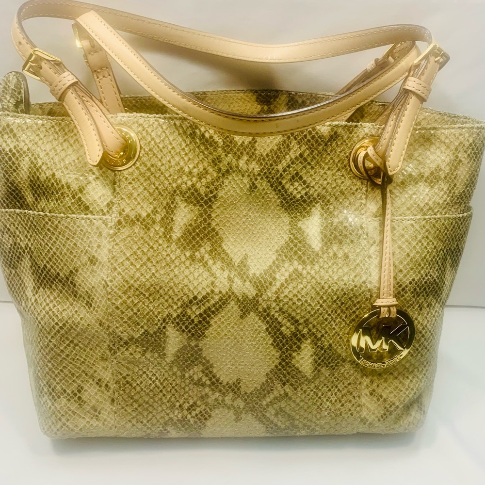 Michael Kors Tan Snake Print Tote